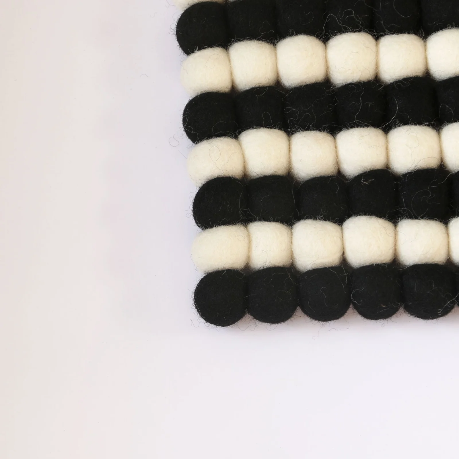 Black White Felt Ball Trivets