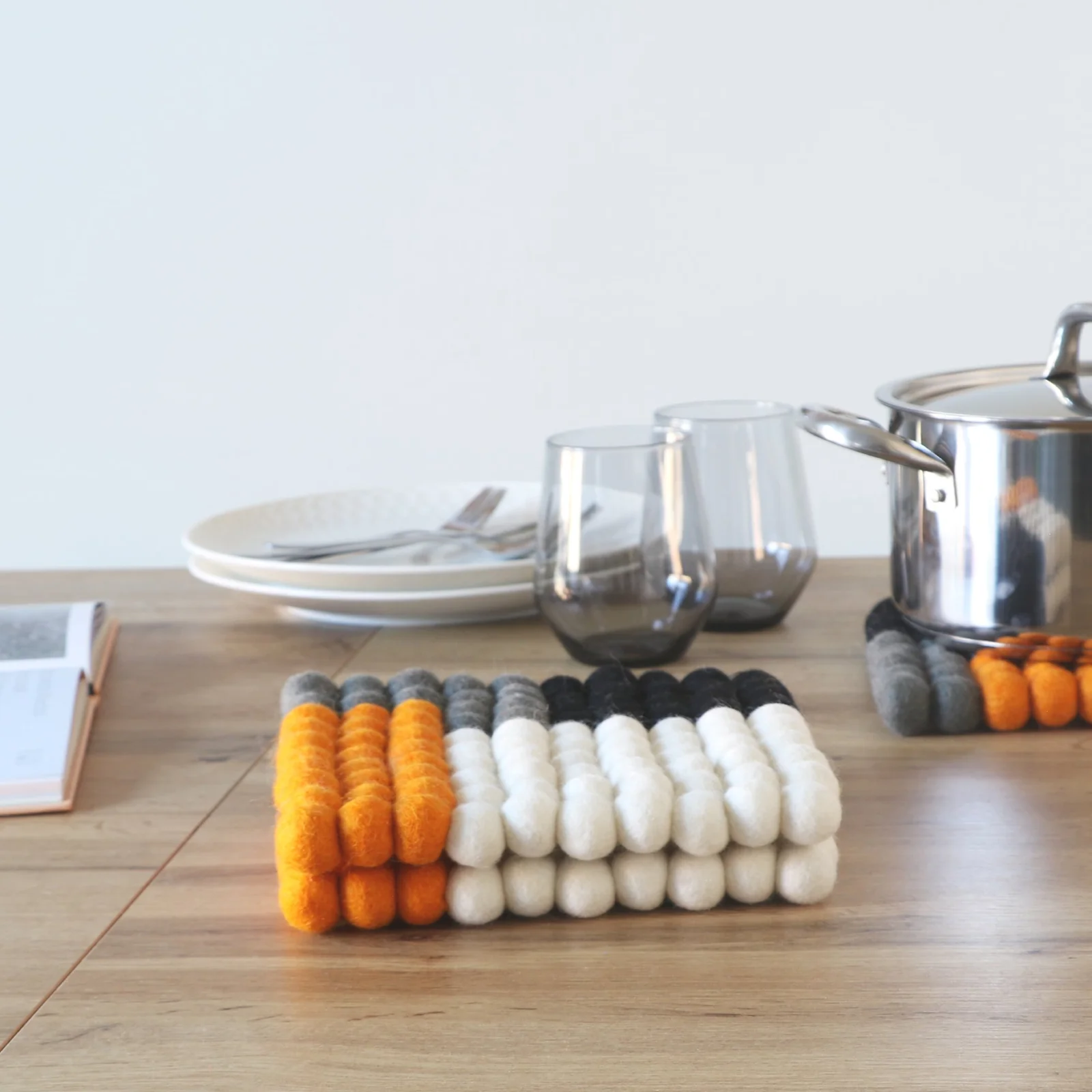 3 Color Mix Felt Ball Trivets