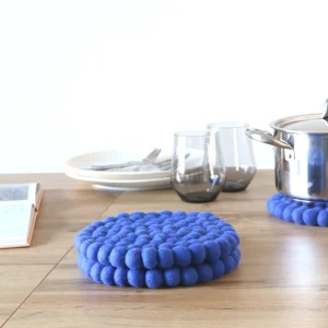 Blue Felt Ball Trivets