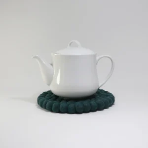 Peacock Blue Felt Ball Trivets