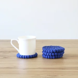 Blue Round Felt Tea Coasters – Handmade, Durable & Eco-Friendly