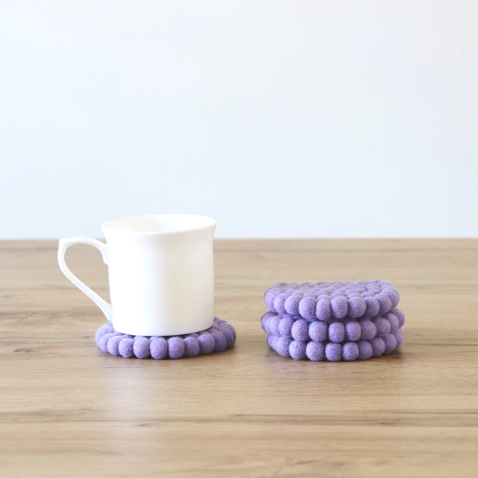Purple Round Felt Tea Coasters – Handmade, Durable & Eco-Friendly