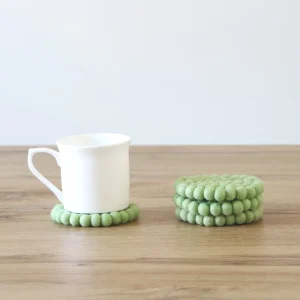 Green Round Felt Tea Coasters – Handmade, Durable & Eco-Friendly