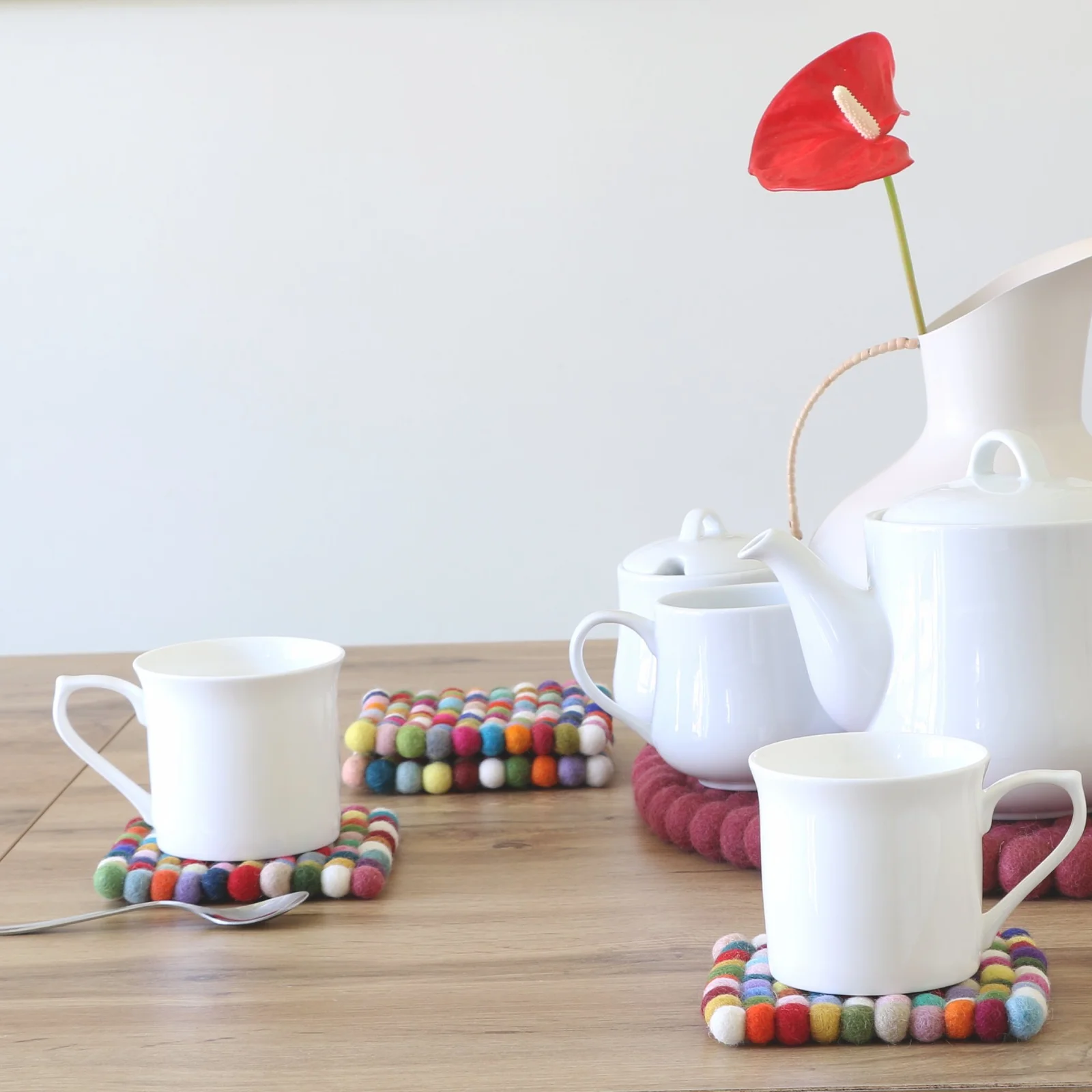 Multi Color Square Felt Tea Coasters – Handmade, Durable & Eco-Friendly