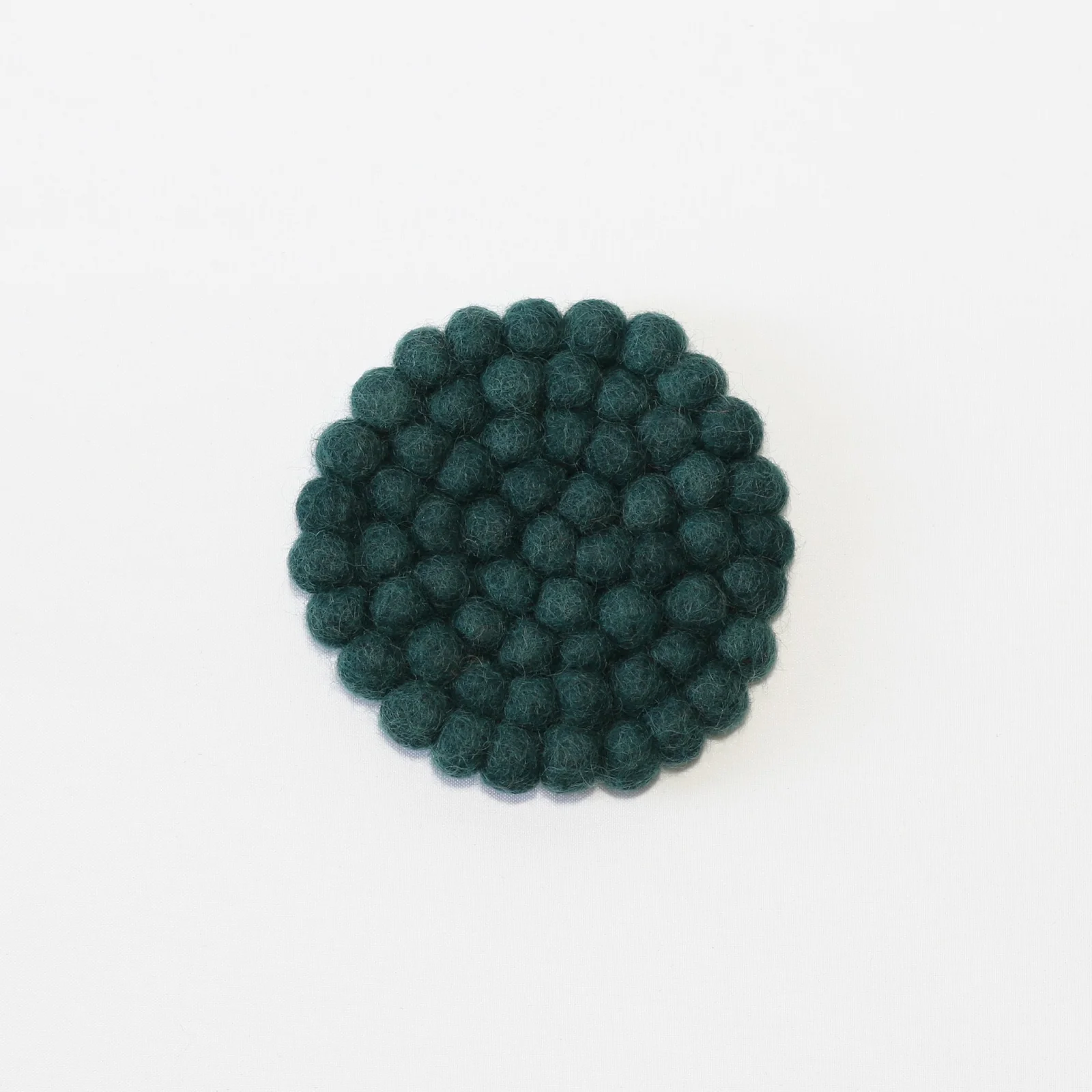 Dark Green Round Felt Tea Coasters – Handmade, Durable & Eco-Friendly