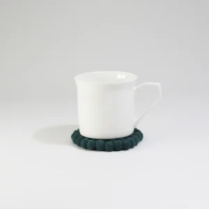 Dark Green Round Felt Tea Coasters – Handmade, Durable & Eco-Friendly