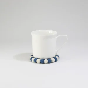 Blue White Round Felt Tea Coasters – Handmade, Durable & Eco-Friendly