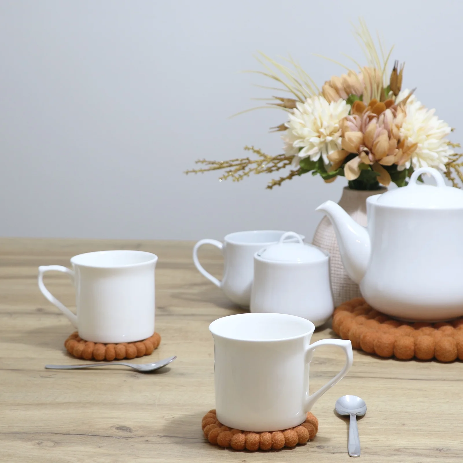 Brown Round Felt Tea Coasters – Handmade, Durable & Eco-Friendly