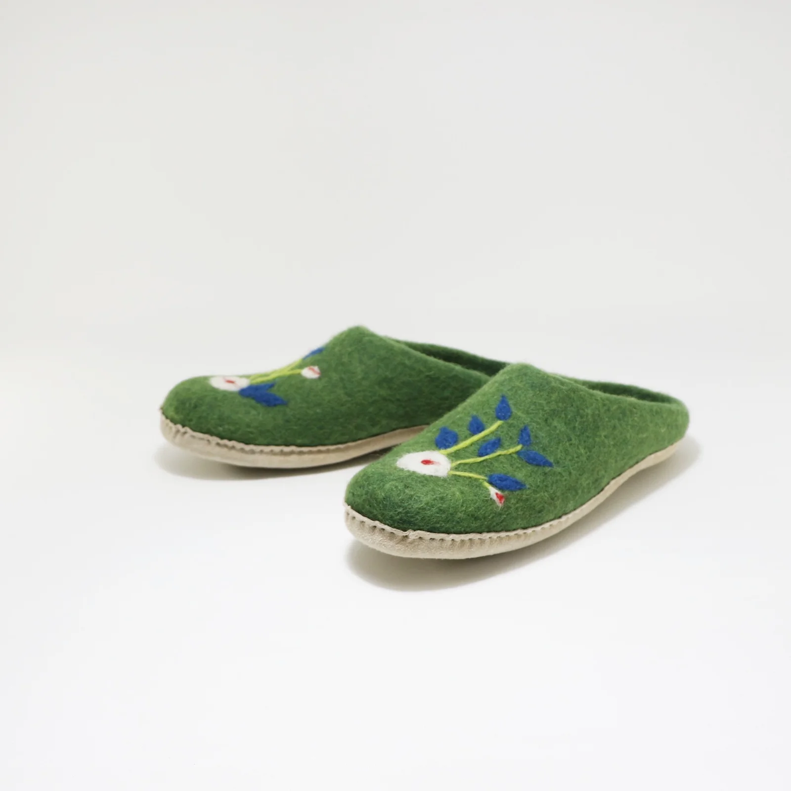 Green Felt Slipper – Handmade, Durable & Eco-Friendly