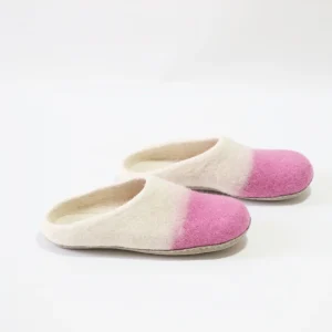White Pink Gradient Felt Slipper – Handmade, Soft & Eco-Friendly