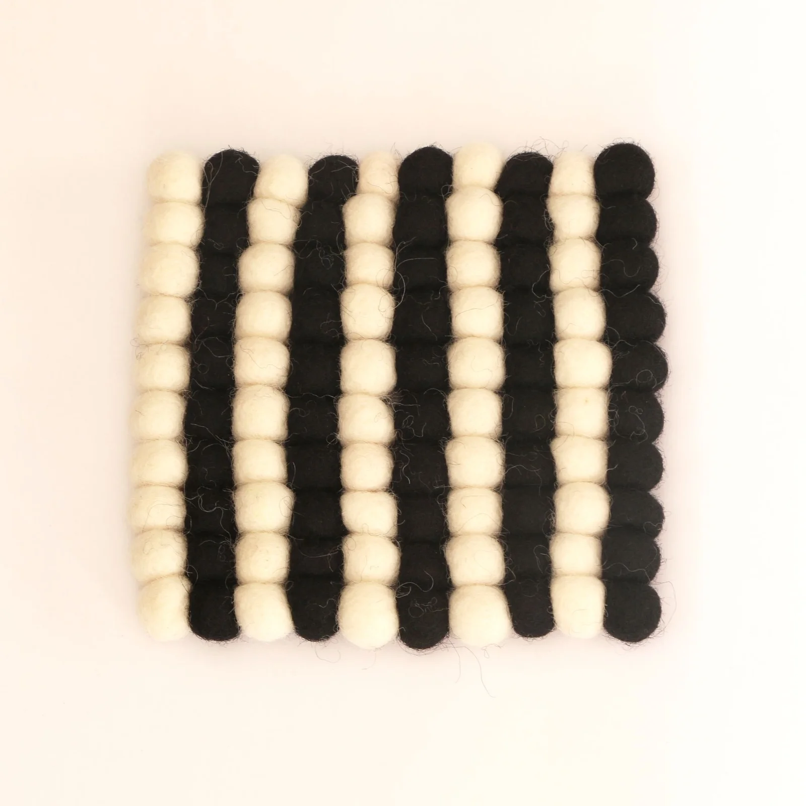 Black & White Square Felt Tea Coasters – Handmade, Durable & Eco-Friendly
